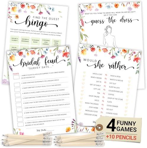 Stofinity Wildflower Bridal Shower Games 30 Guests - 4 Funny Floral Wedding Shower Games, Love In Bloom Bridal Shower Decorations, Bingo Bridal Party Game