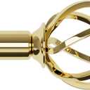 Gold Curtain Rods for Windows 66 to 120 inch with Twisted Cage Finials, Adjustable Long Curtain Rod Set with Brackets, Heavy Duty Drape Rod for Outdoor Patio, Sliding Door, 5/8" Diameter & 10 ft
