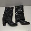 Ankis Fold Over Knee High Boots for Women Chunky Heels Pointed toe with Side Zipper Long Tall Boots, Size 9