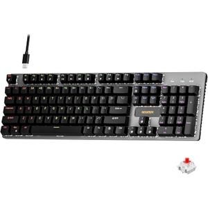 Newmen GM325Pro Mechanical Keyboard,104 Keys Rainbow LED Backlit Wired Gaming Keyboards,Hot-Swap Metal Panel ABS Black Keycaps Gaming Mechanical Keyboard for Windows Laptop PC Linear Red Switches