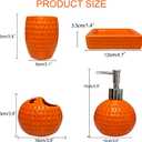 Bathroom Accessory Set Orange,4 Pieces Ceramic Bathroom Decor Accessories Complete Set,Includes Bathroom Soap Dispenser Set,Toothbrush Holder Set,Tumbler,Soap Dish