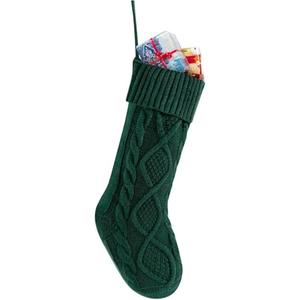 OYB Christmas Stockings，18 Inches Knitted Christmas Stockings，Large Christmas Stockings，Decorations for Family Holiday Xmas Party (Green)