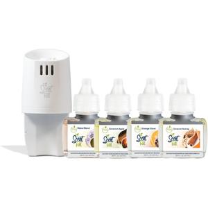 Scent Fill Fall Plug in Air Freshener Kit (Relax Blend, Cinnamon Apple, Orange Clove, Sweet & Spicy Cinnamon Nutmeg), 3 Refills + Diffuser