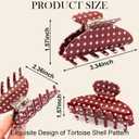 3Pcs Polka Dots Claw Clips for Women, Non-Slip Acrylic Hair Claw Clips & Jaw Clips for Thick Hair, Hair Accessories for Updo & Half Up Hairstyle