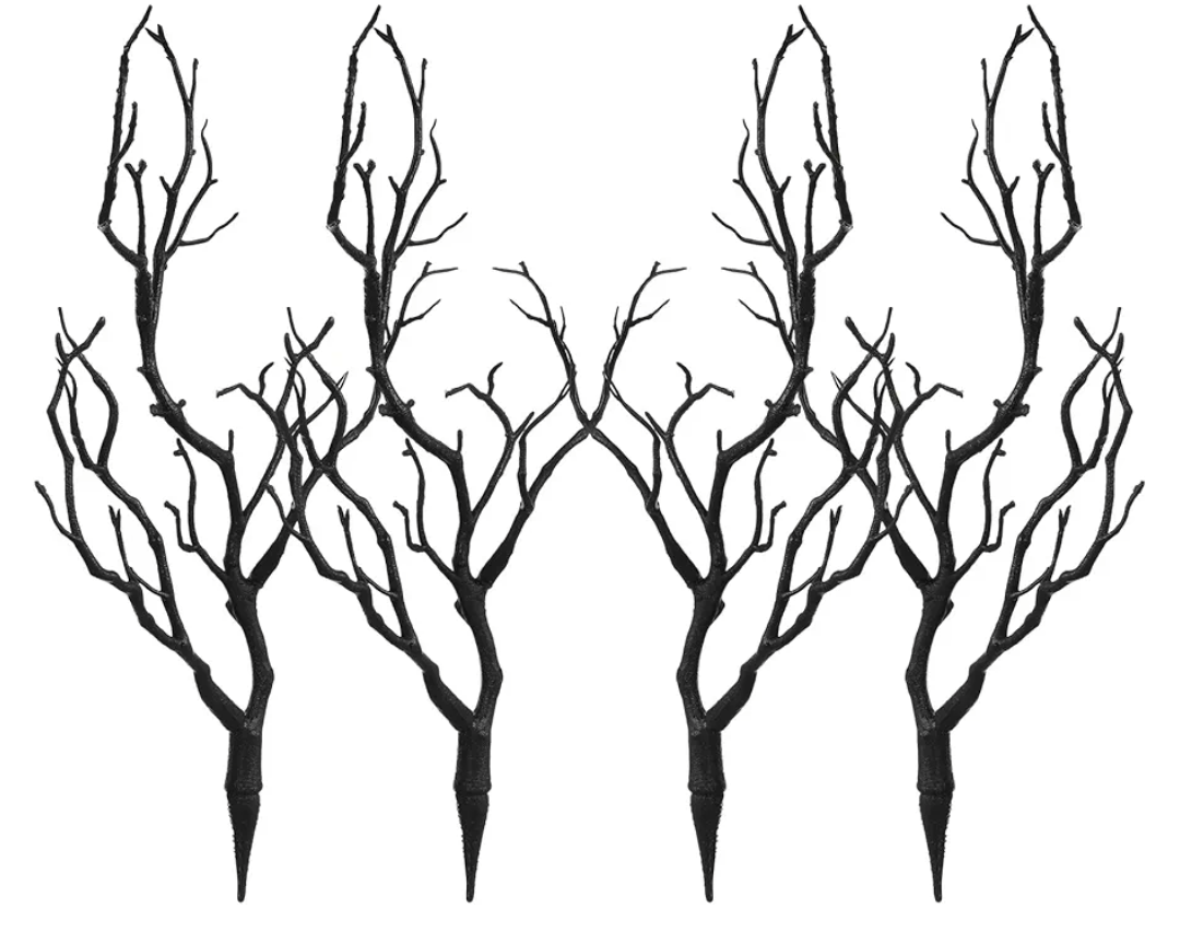 DOITOOL 4 Pcs Artificial Antler Dried Tree Branches 13. 76 Inch Black Plastic Tree Branches for Christmas Halloween Wedding Party Home Decoration, Black