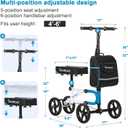 Knee Scooter，Knee Scooter for Adults for Foot Surgery，Knee Walker for Foot Injuries Compact Crutch Alternative with Dual Braking System (Blue)
