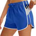 MAGOCOMSEN Women's Running Athletic Shorts with Pockets 3.5" Quick Dry Lightweight Workout Gym Shorts Sport Casual (Blue, M)