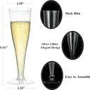 Bestluck 100 Pack Champagne Flutes Plastic, 4.5 oz Silver Glitter Plastic Disposable Stemware, Disposable Champagne Flutes for Party, Mimosa Bar, Wedding, Anniversary and Graduation