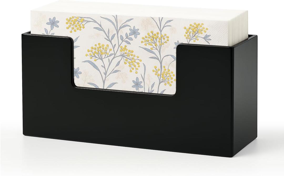 Acrylic Guest Towel Holder for Bathroom Napkin Holder Black Paper Hand Towels Stand Decorative Vertical Tissue Napkin Holders for Table kitchen Disposable Face Towel Tray Modern Napkins Dispenser
