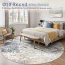 DMOYEST 10ft Round Area Rug Living Room Rugs - 10x10 Washable Circle Rug Large Soft Indoor Neutral Modern Abstract Low Pile Carpet for Bedroom Dining Room Farmhouse Home Office - Beige Blue