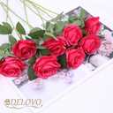 52pcs Hot Pink Roses Artificial Flowers Fake Flowers Silk Roses with Stems for DIY Wedding Bouquets Bridal Shower Centerpieces Arrangements Party Decorations