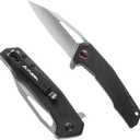FLISSA Pocket Knife, Folding EDC Knife, 3.25 inch D2 Blade, G10 Handle, Liner Lock, for Outdoors, Hiking, Camping, Black