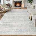 Lahome Blue Area Rugs 9x12 Living Room, Distressed Stain-Resistant Dining Room Rugs for Under Table, Non Slip Washable Carpet for Bedroom, Soft Non-Shedding Carpets for Nursery