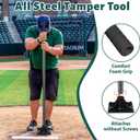 Tamper Tool Heavy Duty 8"x8" Steel Tamper with Adjustable 61 inch Handle Laborsaving Garden Tamper Landscaping Tools for Leveling Soil, Patching, Grading, Paving Stone, Compacting Asphalt