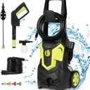 4000 PSI Pressure Washer, 1.8 GPM Electric Pressure Washer Power Washer with Hose Reel, High Pressure Cleaner Machine, 5 Quick Connect Nozzles and Foam Cannon for Cleaning Cars, Home, Patios, Driveway, Green