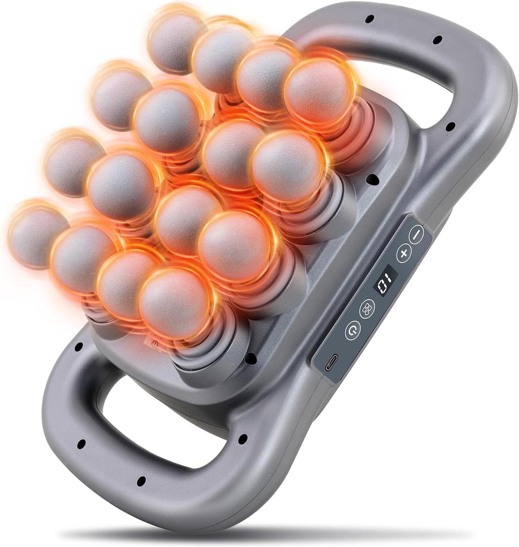 16 Head Massage Gun Set, Deep Tissue Percussion Massager, 2600mAh Electric Massage Tools with 9 Styles & Levels, Dark Grey