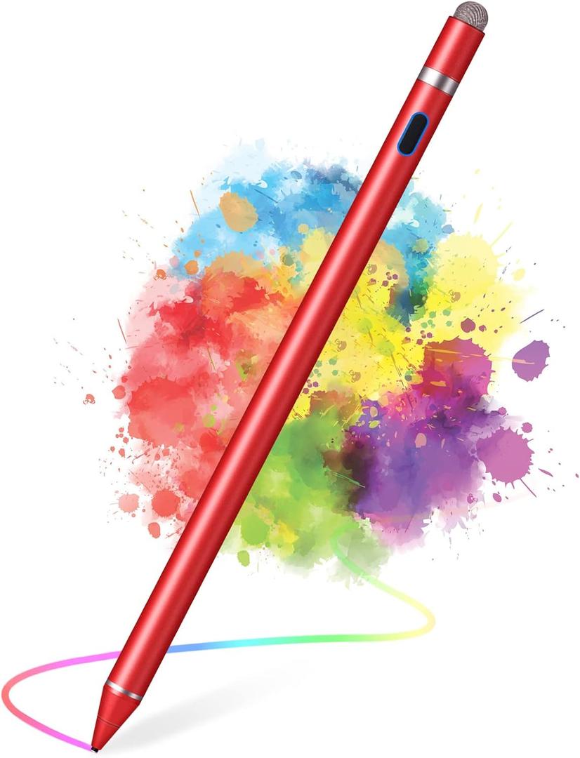 Active Stylus Pens for Touch Screens, Active Pencil Smart Digital Pens Fine Point Stylist Pen Compatible with iPhone iPad (red)