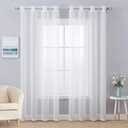 MIULEE 2 Panels Solid Color White Sheer Curtains Elegant Grommet Window Voile Panels/Drapes/Treatment for Bedroom Living Room (54X108 Inch)