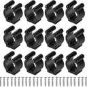 12 PCS Pool Cue Holder Clamps(Include Screws), Billiards Snooker Cue Locating Clip Holder Regular Fishing Rod Storage Clips Black for Pool Cue Racks Include Screws