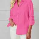 Button Down Shirts for Women Dress Shirt Long Sleeve Wrinkle Free Collared Blouse Work Business Office Solid Tops (M)