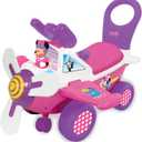 Kiddieland Disney My First Minnie Ride-On Plane Toy with Music, Lights & Sounds, Steering Wheel, 360 Turning, Horn, Foot-to-Floor Toddler Vehicle