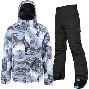 YEEFINE Men's Ski Suit Waterproof Snowsuit Winter Ski Jacket and Pants Set Outdoor Warm Snow Snowboard Suit (Medium, C4+black)