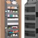 Lifewit 1 Pack Over the Door Organizer, 5 Shelf Clear Window Hanging Storage with 4 Mesh Side Pockets, Anti-Tilt 40 lbs Load Behind Door for Pantry, Nursery, Bathroom, Bedroom, Kitchen, Dorm, Grey  