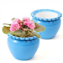 2pcs African Violet Planter Pot - 6.5inch Self Watering Green Ceramic Pot with Creamic Reservoir