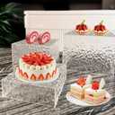 Buffet Risers Food Service Display Risers for Parties Bread Display Stands, 3pcs Wave Grain Cuboid with Hollow Bottoms 6"7"8"