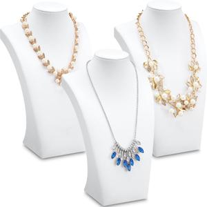 Kigley 3 Pcs Velvet Jewelry Display Bust Necklace Display Stand Necklace Mannequin Holder Stands for Selling Trade Shows Props (White)