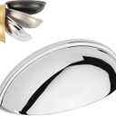 KOOFIZO 10 Pack 3 Inch Bin Cup Drawer Pulls Polished Chrome Cabinet Handles Chrome Cabinet Pulls for Kitchen Cabinets Drawer Dresser Cupboard Bedroom Bathroom