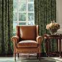 RYB HOME Olive Green Velvet Curtains 102 inches Long, Printed Floral Vintage Design Home Decoration Thermal Insulated Privacy Protect Drapes for Bedroom Living Room, W50 x L102 inches, 2 Panels