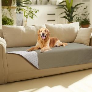 Luciphia 100% Waterproof Couch Cover Blanket for Dogs Anti-Slip Pet Couch Protector Sofa Mat Puppy Cat Blanket with Non-Slip Bottom, Taupe White, 30x70 Inch