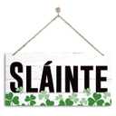 Decor for St. Patrick's Day, Decorative Wall Plaque, Irish Shamrock Cheers Door Sign, Rustic Wall Decor, St. Patrick's Day Decor for Home Office Coffee Bar, Printed Wood Hanging Sign - Slinte