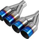 Upower Dual Exhaust Tip 2.5 Inch Inlet 3.5 Inch Outlet 2.5" to 3.5" Diesel Exhaust Tailpipe Blue Burnt 304 Polished Stainless Steel 10.5" Long Weld-on Exhaust Tail Pipe Pack of 2