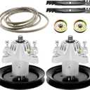 Lawn Mower 42 inch Deck Rebuild Kit for 2 Spindles 618-04456 918-04456 918-04461A, 2 Flat Pulleys, 2 Idlers, 2 Blades, 1 Belt