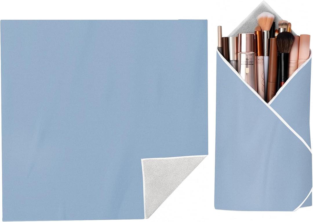 Self-Adhesive Makeup Bag  Portable Magic Cloth Cosmetic Pouch & Lens Wrap, Travel Organizer for Beauty Essentials, Gifts, and Daily Use,Blue,17.71inch