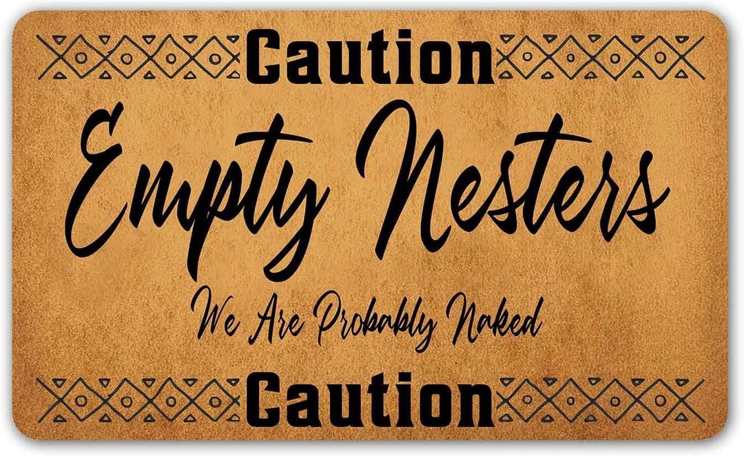 Funny Welcome Door Mat for Entryway Indoor 23.75 x 16 Inches Caution Empty Nest We Are Probably Naked House Warming Gift Prank Novelty Interior Decoration