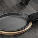 HAWOK Cast Iron Fajita Plate Sizzler Pan Set with Bamboo Tray and Handle Holder, Set of 4, Pre-seasoned Cast Iron Skillet with Bamboo Base and Handle Cover