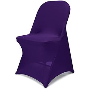 Babenest Spandex Folding Chair Covers Upgraded 10 PCS Universal Stretch Washable Fitted Chair Slipcovers Protector for Wedding, Holidays, Banquet, Party, Celebration (Purple)
