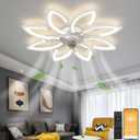 35.5" Ceiling Fan with Lights Remote Control, Modern Low Profile Flush Mount Ceiling Fan with Lights, Dimmable Ceiling Fans 3 Color 6 Speed for Bedroom Living Dining Room Kitchen - White