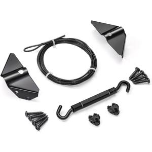 Anti-Sag Gate Kits for Wooden Fence, Gate Support Cable Kit in Zinc Black Anti-Sagging Fence Gate Kit Steel Gate Hardware for Wooden Fence Correcting or Preventing, 2Pack