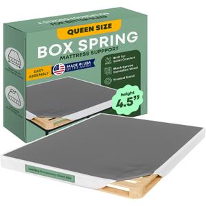 Greaton, 4.5 Queen Box Spring for Queen Bed Amish-Made in the USA Solid Wood Box Spring Mattress Foundation with Stable & Quiet Support Flat-Packed & Easy Assembly White