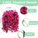 3 x Fake Bougainvillea Artificial Hanging Flowers, 2 PCS Outdoor Faux Plants UV Resistant Realistic Silk Long Trailing Vines for Door Porch Outside Planter Urn Patio Garden Yard Dec, Hot Pink Purple