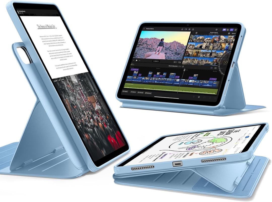 ESR for iPad Air 11 Inch Case M4/M3/M2 (2026/2025/2024), iPad Air 5th/4th Gen Case (2022/2020) 10.9 Inch, Removable Magnetic Cover, Adjustable Portrait/Landscape Stand, 9 Standing Angles, Light Blue