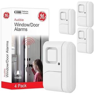 GE Personal Security Window and Door Alarm, 2 Pack, DIY Protection, Burglar Alert, Wireless Chime/Alarm, Easy Installation, Home Security, Ideal for Home, Garage, Apartment and More, White, 45174