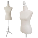 Female Dress Form Mannequin Torso Body with Adjustable Tripod Stand Dress Jewelry Display (Beige)