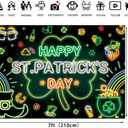 Happy St. Patrick's Day Backdrop Neon St. Patrick's Day Photography Background Ceremony Party Holiday Decoration (7x5ft)