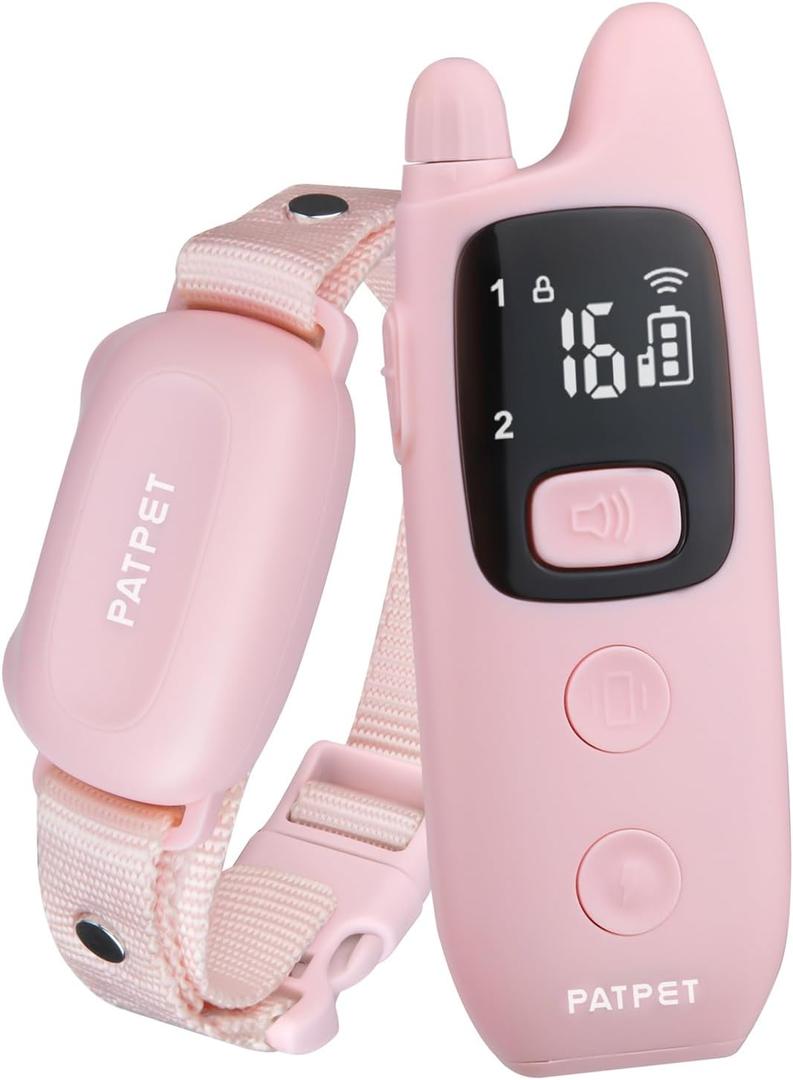 PATPET Dog Shock Collar with Remote - Waterproof Dog Training Collar for Small Medium Large Dogs with Beep, Vibration and 16 Static Levels Shock (Pink)