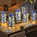 12 Pcs Graduation Table Centerpieces Boxes Class of 2026, Blue Graduation Paper Lanterns Boxes with String Lights Hollow Out for Congrats Grad School College Table Decorations Grad Party Photo Props